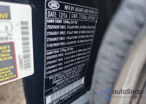 2017 Land Rover Range Rover Supercharged z USA, uszkodzony, nr VIN SALGS2FE9HA330077